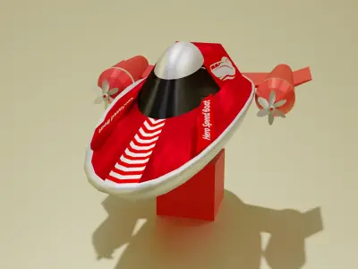 3D Speed Boat Model Water Craft Cute Speed boat Low-poly 3D model