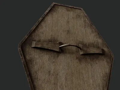 Slavic diamond-shaped shield painted white with radial symbol Low-poly 3D model