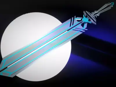 Blue Sword  Low-poly 3D model