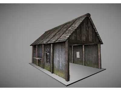 low poly medieval house 2 Low-poly 3D model