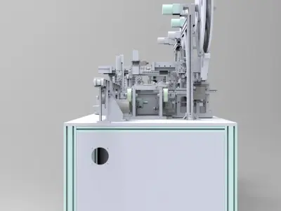 Automatic cutting and automatic feeding assembly line 3D model