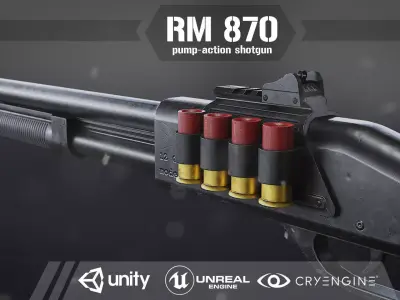 RM 870 Shotgun Low-poly 3D model