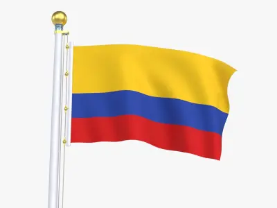 ColombiaFlagStandPoleAnimated 3D model