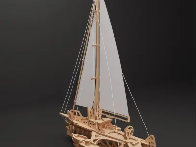Wooden Yacht - Sailboat 3D model