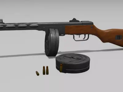 PPSh-41 Low-poly 3D model