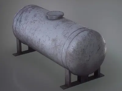 Abandoned Rusty Industrial Gas Pressure Container Low-poly 3D model