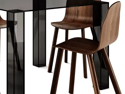 Adularia Glass Table and Boby Chair 3D model