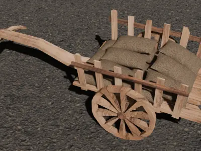 Hand And Bullock Cart Bundle Low-poly 3D model