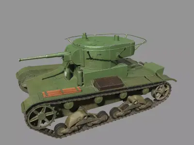 T-26 lowpoly soviet union tank ww2 Low-poly 3D model