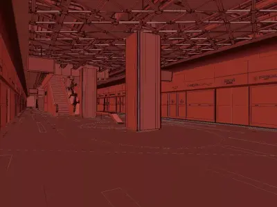 Modern style subway platform design 3D model