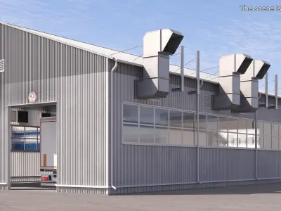 Manufacturing Plant Simplified Rigged 3D model