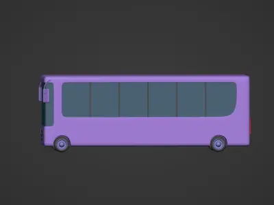 Cartoon Bus Low-poly 3D model