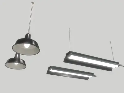 Industrial lights 2 Low-poly 3D model