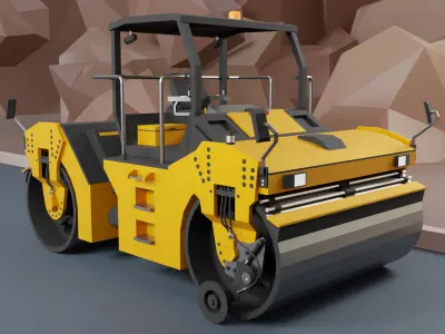 Tandem Vibratory Roller Heavy Vehicle Low-poly 3D model