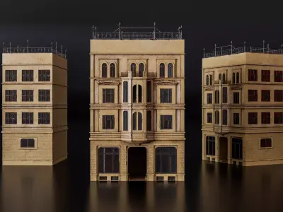 Mediterranean residential building Low-poly 3D model