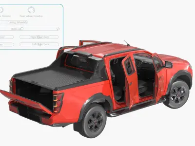 Isuzu D-MAX 4x4 Truck Red Rigged 3D model