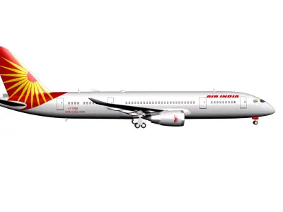 Air India Crashed Aircraft Boeing 787-8 Dreamliner  3D model