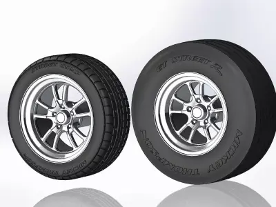 Set of wheels Weld S70 for scale model dragster 3D print model