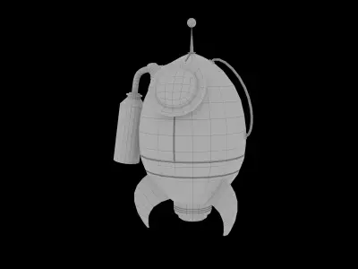 Rocket Cartoon Spaceship Low Poly 3D model