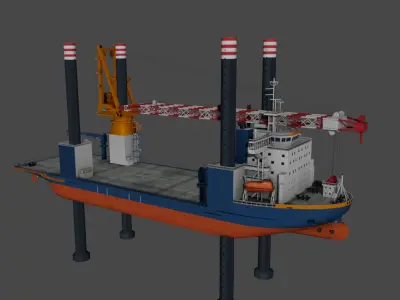 Offshore installation vessel VOA Low-poly 3D model