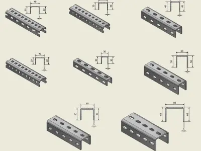 Metal framing U cross section  Low-poly 3D model