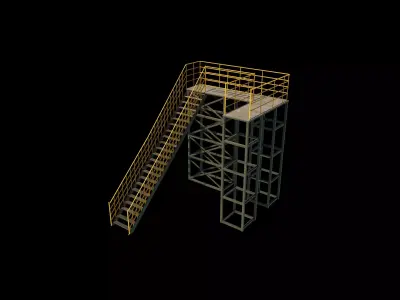 Industrial stair 02 3D model