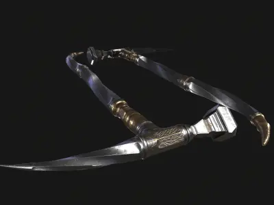 War Hummer Fantazy Melee Weapon Free low-poly 3D model
