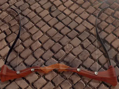 Devil Horns Bow - Medieval wood bow 3D model