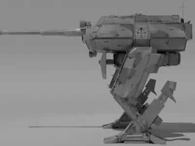 Destroyer Mech Walker with RIG and LOWPOLY Winter Camo Low-poly 3D model