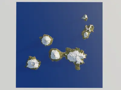 Snowy volcano islands PBR 3D model