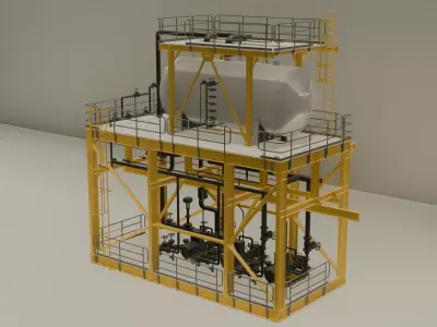 Industrial Tank  Pumping Station with Access Platform 3D model