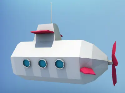 Low Poly Cartoon Submarine Free low-poly 3D model