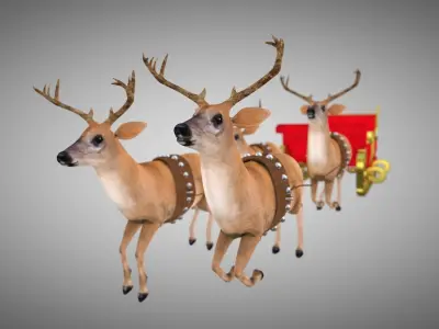 Claus deer 3d Rigged and Animated Low-poly 3D model