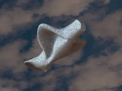 Bird piece of paper flying in sky Free 3D model