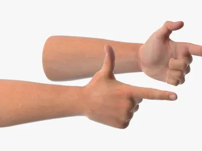 Male Hand Pair with Finger Gun Gesture 3D model
