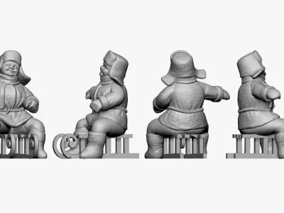 001354 fatty friendly smile kid on the sled 3D model