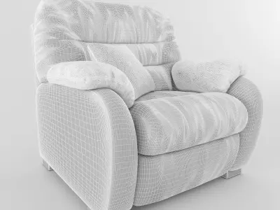 Chair tan leather recliner 3D model