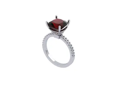 Cushion Solitaire Ring 3D print model