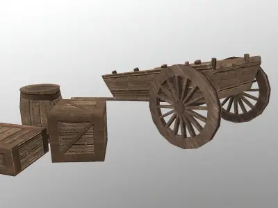  Medieval Cart 3 Low-poly 3D model