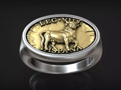 Roman Legion Hispana Buffalo Bull Antique Ring 3D print model