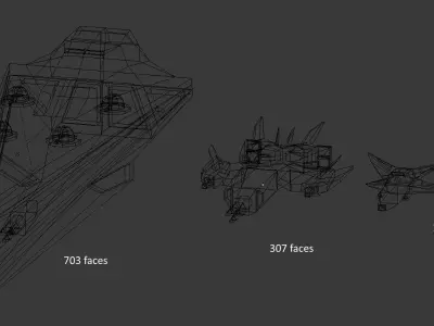 Spaceship lowpoly fighter jet Low-poly 3D model