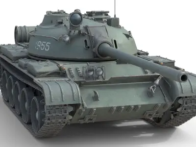 T 55 Main Battle Tank Low-poly 3D model