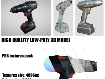 Cordless drill 3D model get