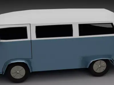 Low Poly Van Stylized Game Ready Vehicle FBX STL OBJ Low-poly 3D model