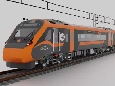 Train 18 Vande Bharat Express in Saffron Black Livery 3D model
