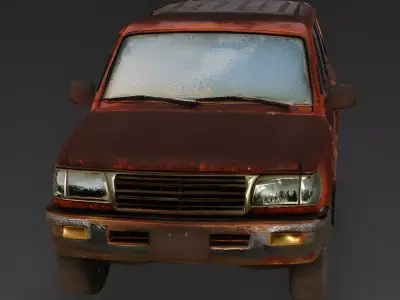 Realistic Rusty Abandoned SUV 3D Model Low-poly 3D model