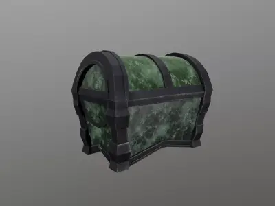 Stylized 3D low poly malachite chest Low-poly 3D model