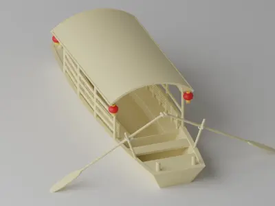 Old Traditional Chinese Wooden Passenger Boat 3D model