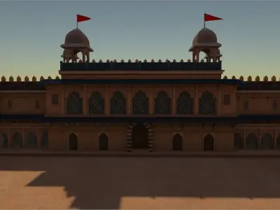 Castle temple Low-poly 3D model