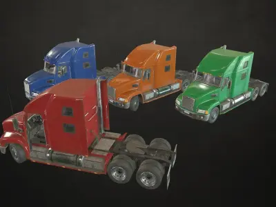 Semi Truck Tractor Low-poly 3D model